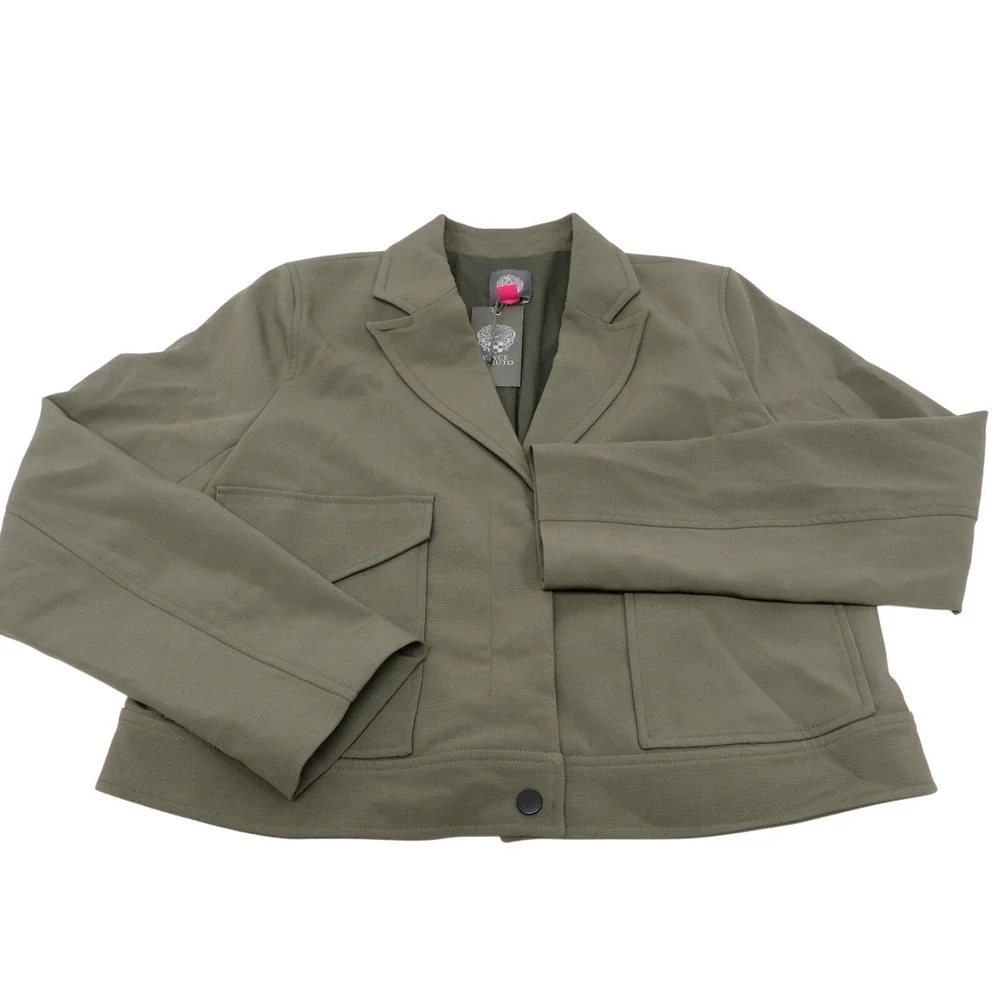 Vince Camuto Cropped Blazer Jacket Olive Green Size 6 NWT Fall Forward MSRP $149 - Picture 3 of 6
